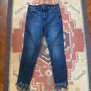 Joe’s frayed medium wash jeans